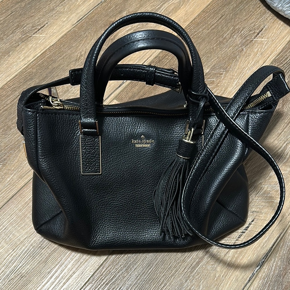 Kate Spade Black and Gold Satchel with Structured Elegance